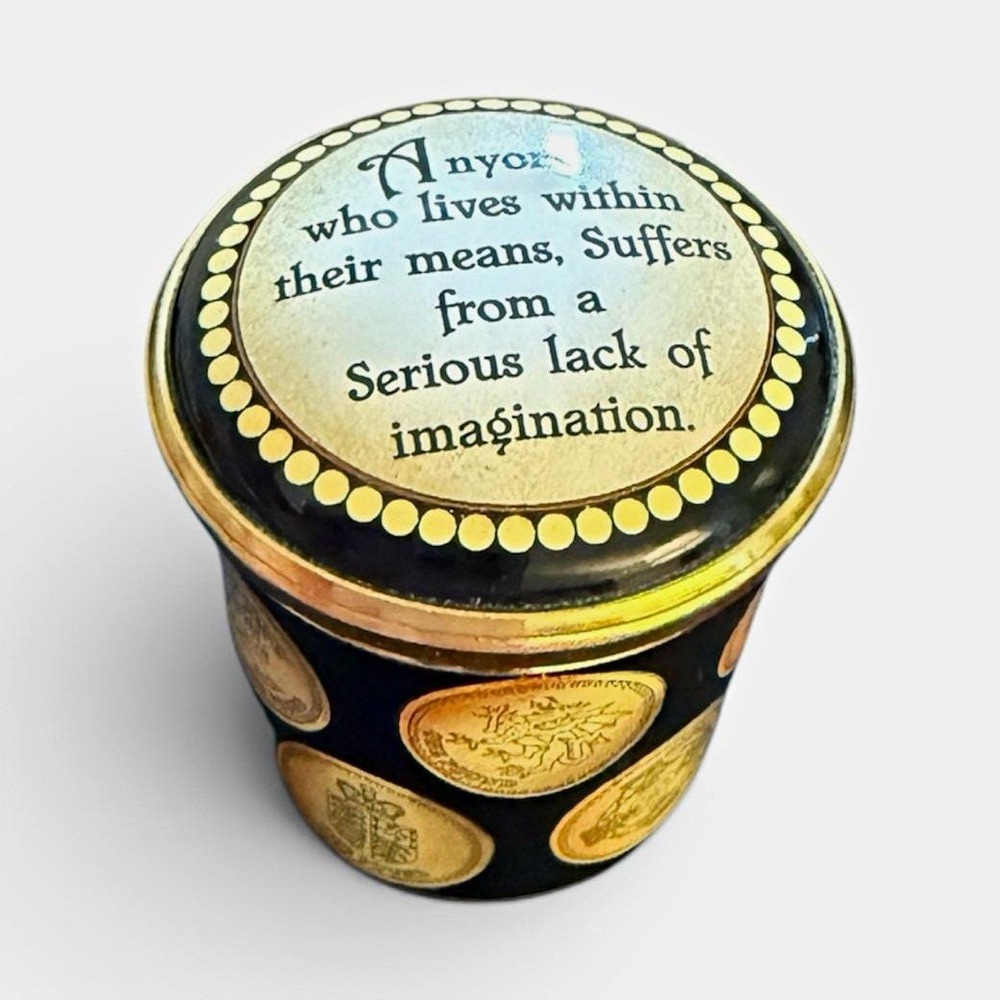 Halcyon Days Bilston Battersea Enamel Box Oscar Wilde Quotation w/Case & Booklet